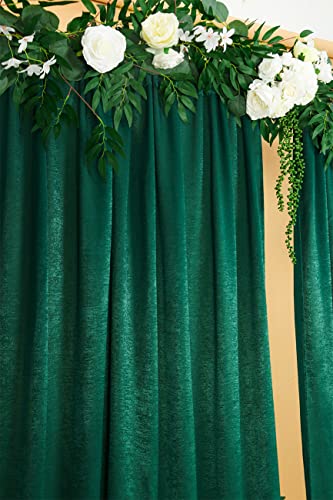 Cytdkve 2 Panels 4.8 Feet x 10 Feet Hunter Green Velvet-Like Wedding Backdrop Curtain Drapes, Silky Soft Window Curtains Panels for Wedding Ceremony Birthday Party Decorations