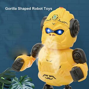 Zerodis Kids Robot Toys, Boys Robot Toys Gorilla Shaped Mist Spraying Kids Robots Gifts with Lights Sounds for Kid 3-8 Year Birthday Gift Present(Yellow)