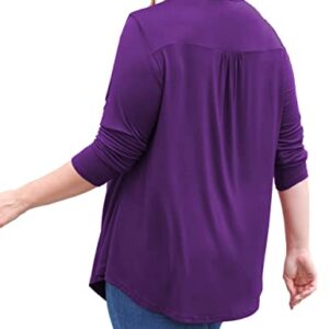 a.Jesdani Plus Size Tops for Womens Tops Womens Long Sleeve Tops Casual Tunic Lace Top Purple, 4x