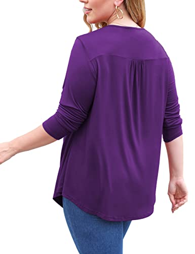 a.Jesdani Plus Size Tops for Womens Tops Womens Long Sleeve Tops Casual Tunic Lace Top Purple, 4x