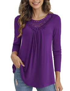 a.jesdani plus size tops for womens tops womens long sleeve tops casual tunic lace top purple, 4x