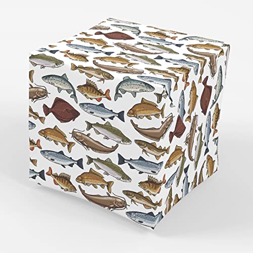 Stesha Party Fishing Gift Wrap Fish Wrapping Paper Men - Folded Flat 30 x 20 Inch - 3 Sheets