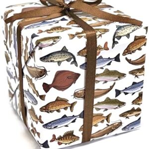 Stesha Party Fishing Gift Wrap Fish Wrapping Paper Men - Folded Flat 30 x 20 Inch - 3 Sheets