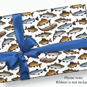 Stesha Party Fishing Gift Wrap Fish Wrapping Paper Men - Folded Flat 30 x 20 Inch - 3 Sheets