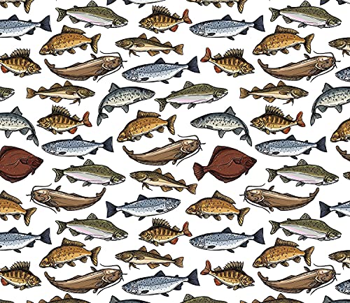 Stesha Party Fishing Gift Wrap Fish Wrapping Paper Men - Folded Flat 30 x 20 Inch - 3 Sheets