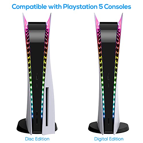 YUANHOT LED RGB Light Strip Compatible with Playstation 5 Console with 7 Colors 358 Modes, DIY Decoration Accessories Flexible Lights Strip with Remote