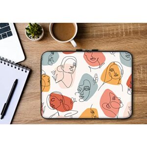 Lapac Abstract Faces Sketch Laptop Sleeve Bag 15-15.6 Inch, Water Repellent Neoprene Light Weight Computer Skin Bag, Colorful Notebook Carrying Case Cover Bags for 15/16 Inch MacBook Pro, MacBook Air