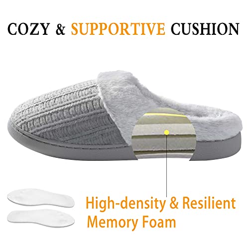 Amazon Essentials Women's Warm Cushioned Slippers for Indoor/Outdoor Grey, Size 10