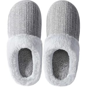 amazon essentials women's warm cushioned slippers for indoor/outdoor grey, size 7
