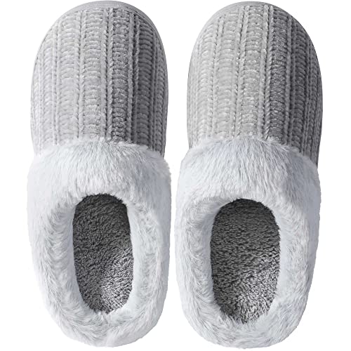 Amazon Essentials Women's Warm Cushioned Slippers for Indoor/Outdoor Grey, Size 7