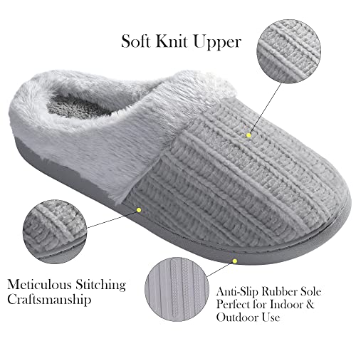 Amazon Essentials Women's Warm Cushioned Slippers for Indoor/Outdoor Grey, Size 7