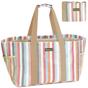 baleine soft 9 gallon extra large utility tote, foldable reusable storage bag (color stripe)