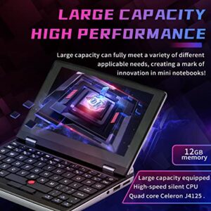 ZWYING 【Win 11/MS 2019office】 All Metal 7.0 inch Touch Screen Ultra-Light Mini Laptop High-Speed CPU J4105 12G RAM/256GB SSD High-Performance Notebook Computer (256GB SSD)
