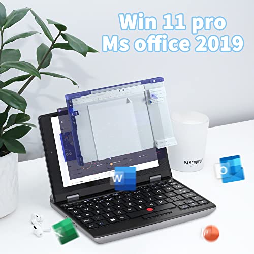 ZWYING 【Win 11/MS 2019office】 All Metal 7.0 inch Touch Screen Ultra-Light Mini Laptop High-Speed CPU J4105 12G RAM/256GB SSD High-Performance Notebook Computer (256GB SSD)