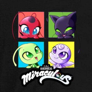 Pop Threads Miraculous Ladybug and Cat Noir Merch Kwamis Tikki Youth Kids Girl Boy T-Shirt Black XS