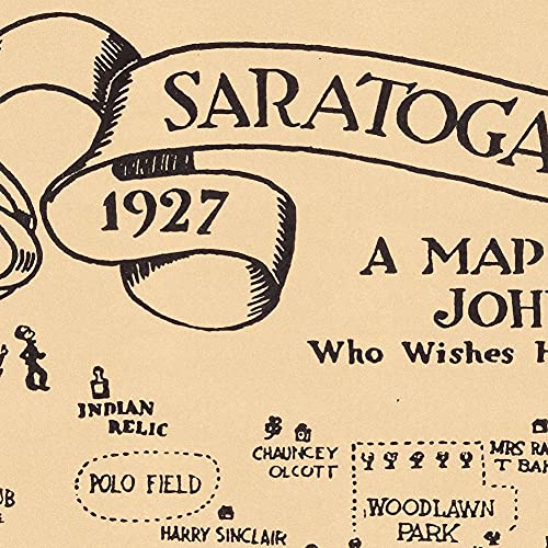 Antiguos Maps Saratoga Springs, New York - City Pictorial Map circa 1927 - measures 18 inches x 24 inches (457 mm x 610 mm)