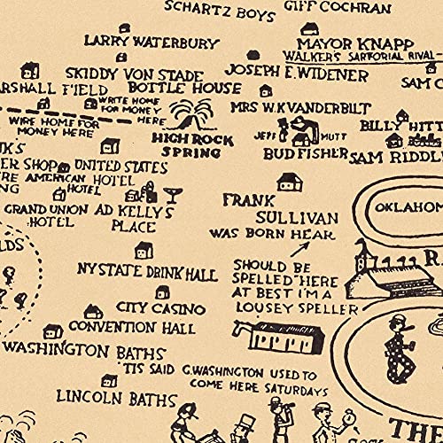 Antiguos Maps Saratoga Springs, New York - City Pictorial Map circa 1927 - measures 18 inches x 24 inches (457 mm x 610 mm)