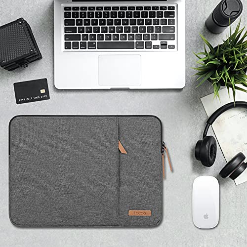 Lacdo 360° Protective Laptop Sleeve Case for 13 inch New MacBook Air M2 A2681 M1 A2337 A2179 A1932, 13" New MacBook Pro M2 M1 A2338 A2251 A2289 A2159 A1989, 12.9" iPad Pro with Accessory Bag,Dark Gray