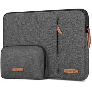 lacdo 360° protective laptop sleeve case for 13 inch new macbook air m2 a2681 m1 a2337 a2179 a1932, 13" new macbook pro m2 m1 a2338 a2251 a2289 a2159 a1989, 12.9" ipad pro with accessory bag,dark gray