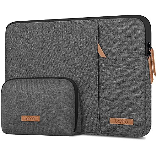 Lacdo 360° Protective Laptop Sleeve Case for 13 inch New MacBook Air M2 A2681 M1 A2337 A2179 A1932, 13" New MacBook Pro M2 M1 A2338 A2251 A2289 A2159 A1989, 12.9" iPad Pro with Accessory Bag,Dark Gray