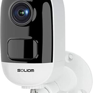 SOLIOM Security Camera Outdoor Wireless Battery Powered,1080P WiFi Indoor Home System with IP67 Waterproof,Night Vision,2-Way Audio,Siren Alarm,Motion Sensor,Schedulable Working Time B06