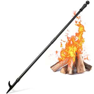 outdoor fire poker for fire pit, 46 inch camping fire poker for fire pit outside, heavy duty outdoor indoor fire stoker, firepit tools accessories for party campfire black