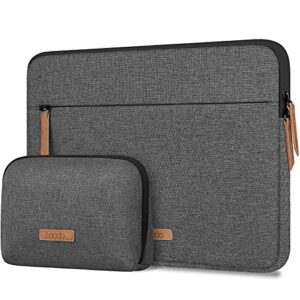 lacdo 360° protective laptop sleeve case for 13 inch new macbook air m2 a2681 m1 a2337 a2179 2022-2018, 13" macbook pro m2 m1 a2338 a2289 a2251 2022-2016, 12.9" ipad pro with accessory bag, dark gray