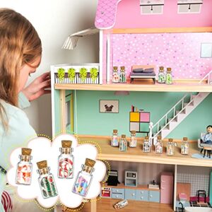 50 Pieces Cute Miniature Dollhouse Food Jar Glass Bottle 1:12 Mini Fruit Simulation Scene Candy Snack Model Game Party Toys Pretend Play Doll House Kitchen Decoration for Dollhouse