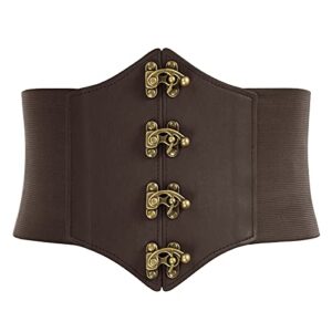 scarlet darkness corset belt for women steampunk goth pirate buckles wide waist cincher brown xl