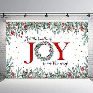 mehofond 7x5ft christmas boy girl baby shower backdrop a little bundle of joy is on the way red xmas winter wonderland photography background cake table decoration photoshoot studio banner
