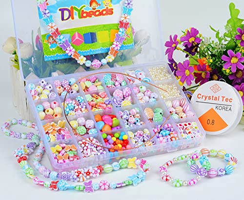 Jwxstore Kids DIY Bead Jewelry Making Kit, Beads for Girls Art and Craft Bracelets Necklace Hairband and Rings Toy for Age 4 5 6 7 8 9 10 11 Year Old Girl Christmas Gifts