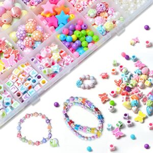 Jwxstore Kids DIY Bead Jewelry Making Kit, Beads for Girls Art and Craft Bracelets Necklace Hairband and Rings Toy for Age 4 5 6 7 8 9 10 11 Year Old Girl Christmas Gifts