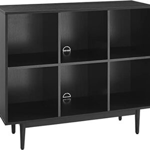 Crosley Furniture Liam Mid-Century 6-Cube Bookcase, Black