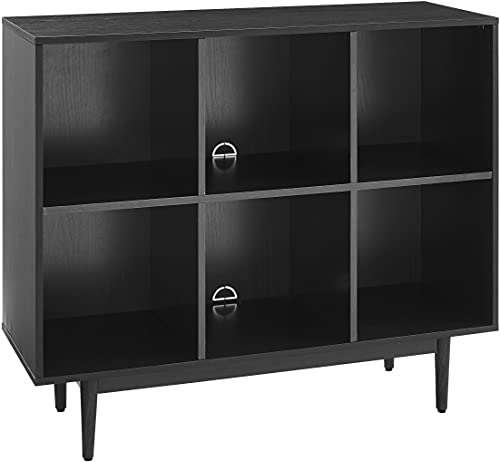 Crosley Furniture Liam Mid-Century 6-Cube Bookcase, Black