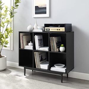 Crosley Furniture Liam Mid-Century 6-Cube Bookcase, Black