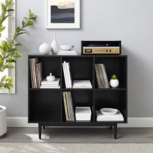 Crosley Furniture Liam Mid-Century 6-Cube Bookcase, Black