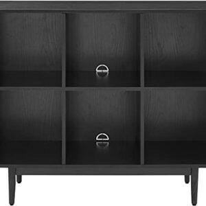 Crosley Furniture Liam Mid-Century 6-Cube Bookcase, Black