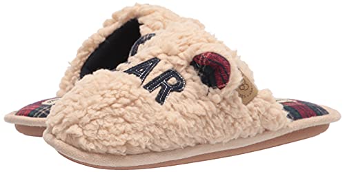 Dearfoams Matching Family Collection Lil & Baby Slipper, Lil Bear Cream, 2-3 US Unisex Big Kid