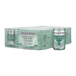 fever tree elderflower tonic water - premium quality mixer - refreshing beverage for cocktails & mocktails. naturally sourced ingredients, no artificial sweeteners or colors - 150 ml cans - pack of 24
