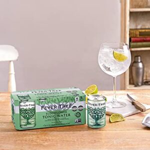 Fever Tree Elderflower Tonic Water - Premium Quality Mixer - Refreshing Beverage for Cocktails & Mocktails. Naturally Sourced Ingredients, No Artificial Sweeteners or Colors - 150 ML Cans - Pack of 24