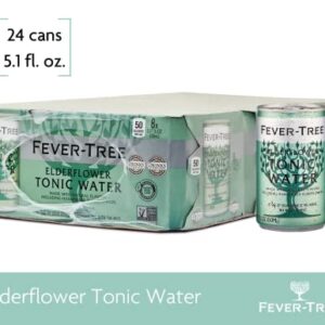 Fever Tree Elderflower Tonic Water - Premium Quality Mixer - Refreshing Beverage for Cocktails & Mocktails. Naturally Sourced Ingredients, No Artificial Sweeteners or Colors - 150 ML Cans - Pack of 24