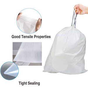 Code M 200 Count 12 Gallon 45 Liter Trash Bags Compatible with simplehuman Code M, White Drawstring Garbage Liners