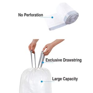 Code M 200 Count 12 Gallon 45 Liter Trash Bags Compatible with simplehuman Code M, White Drawstring Garbage Liners