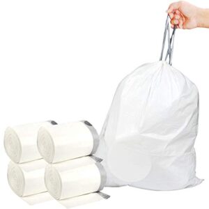 Code M 200 Count 12 Gallon 45 Liter Trash Bags Compatible with simplehuman Code M, White Drawstring Garbage Liners