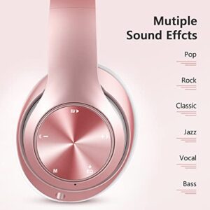 Wireless Headphones Over Ear, 60 Hours Playtime Foldable Bluetooth Headphones Hi-Fi Stereo Deep Bass with 6 EQ Modes, Adjustable Lightweight Headset with Microphone, FM, SD/TF for Travel, Work, PC