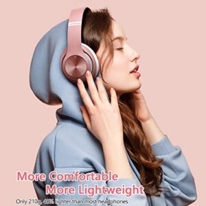 Wireless Headphones Over Ear, 60 Hours Playtime Foldable Bluetooth Headphones Hi-Fi Stereo Deep Bass with 6 EQ Modes, Adjustable Lightweight Headset with Microphone, FM, SD/TF for Travel, Work, PC