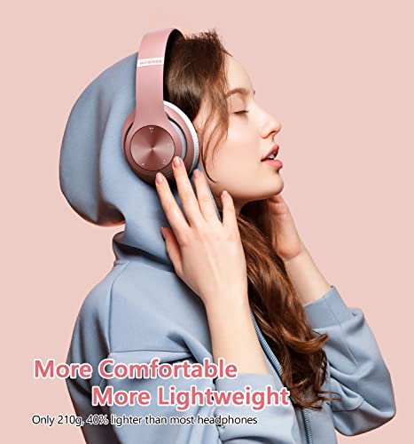 Wireless Headphones Over Ear, 60 Hours Playtime Foldable Bluetooth Headphones Hi-Fi Stereo Deep Bass with 6 EQ Modes, Adjustable Lightweight Headset with Microphone, FM, SD/TF for Travel, Work, PC