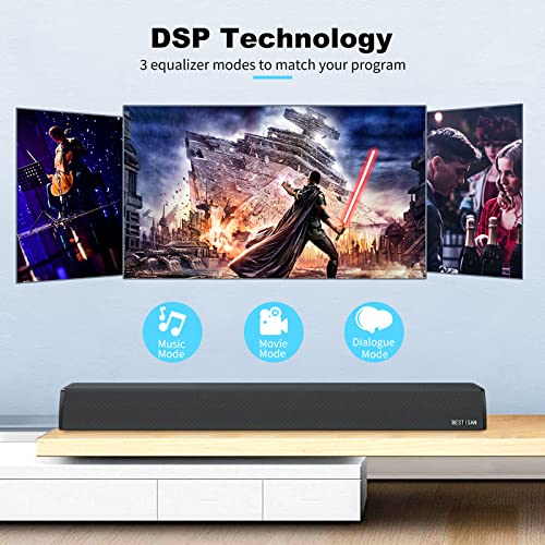 Bestisan TV Speaker, Sound Bar for TV with Bluetooth, Optical, HDMI-ARC and AUX Connectivity,34 inch 100W, Includes Remote Control