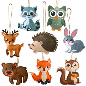 8 pieces my forest friends christmas ornament set animals craft kit, felt woodland decor cute animals christmas tree decor for home party decorations