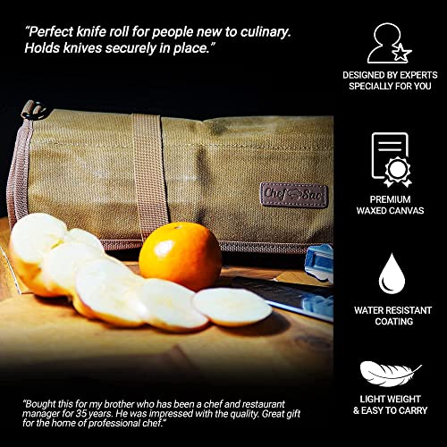 Chef Sac Elite Chef Knife Roll Bag with 2-Pack Knife Guards (8.5") Included